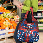 Newcastle Knights Rugby Grocery Bag Polynesian Tribal Knight Warrior Red Blue Pattern