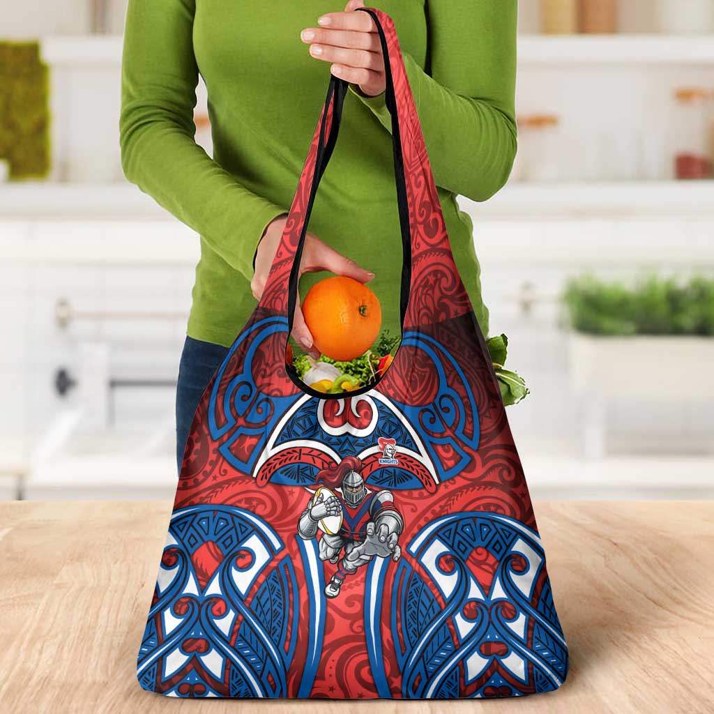 Newcastle Knights Rugby Grocery Bag Polynesian Tribal Knight Warrior Red Blue Pattern