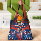 Newcastle Knights Rugby Grocery Bag Polynesian Tribal Knight Warrior Red Blue Pattern