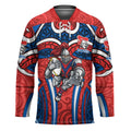 Newcastle Knights Rugby Hockey Jersey Polynesian Tribal Knight Warrior Red Blue Pattern