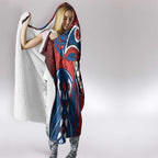 Newcastle Knights Rugby Hooded Blanket Polynesian Tribal Knight Warrior Red Blue Pattern