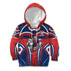 Newcastle Knights Rugby Kid Hoodie Polynesian Tribal Knight Warrior Red Blue Pattern