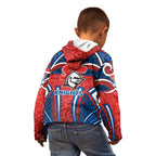 Newcastle Knights Rugby Kid Hoodie Polynesian Tribal Knight Warrior Red Blue Pattern