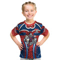 Newcastle Knights Rugby Kid T Shirt Polynesian Tribal Knight Warrior Red Blue Pattern