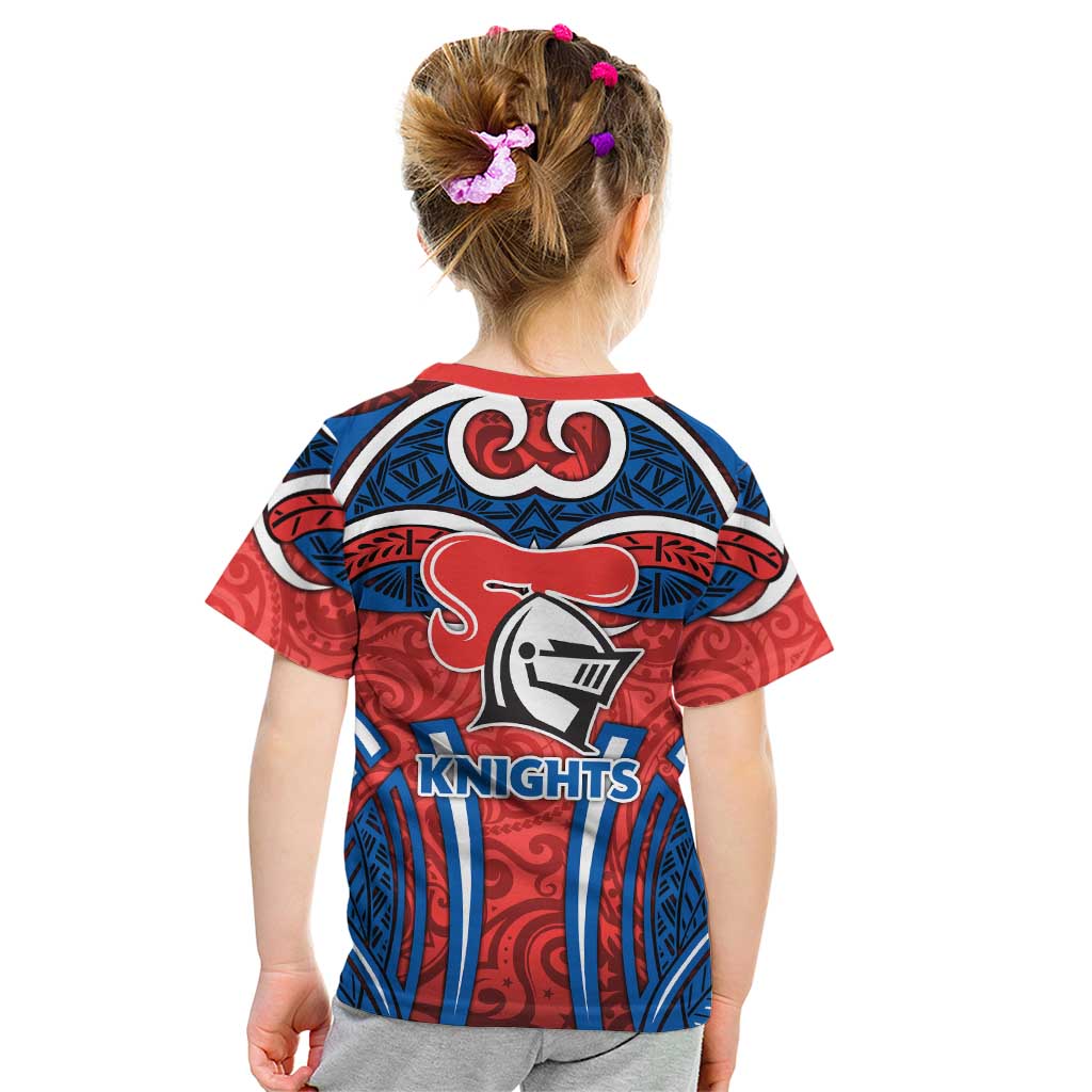 Newcastle Knights Rugby Kid T Shirt Polynesian Tribal Knight Warrior Red Blue Pattern