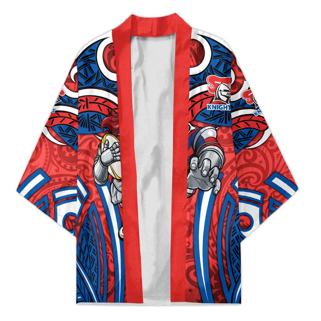 Newcastle Knights Rugby Kimono Polynesian Tribal Knight Warrior Red Blue Pattern