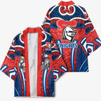 Newcastle Knights Rugby Kimono Polynesian Tribal Knight Warrior Red Blue Pattern