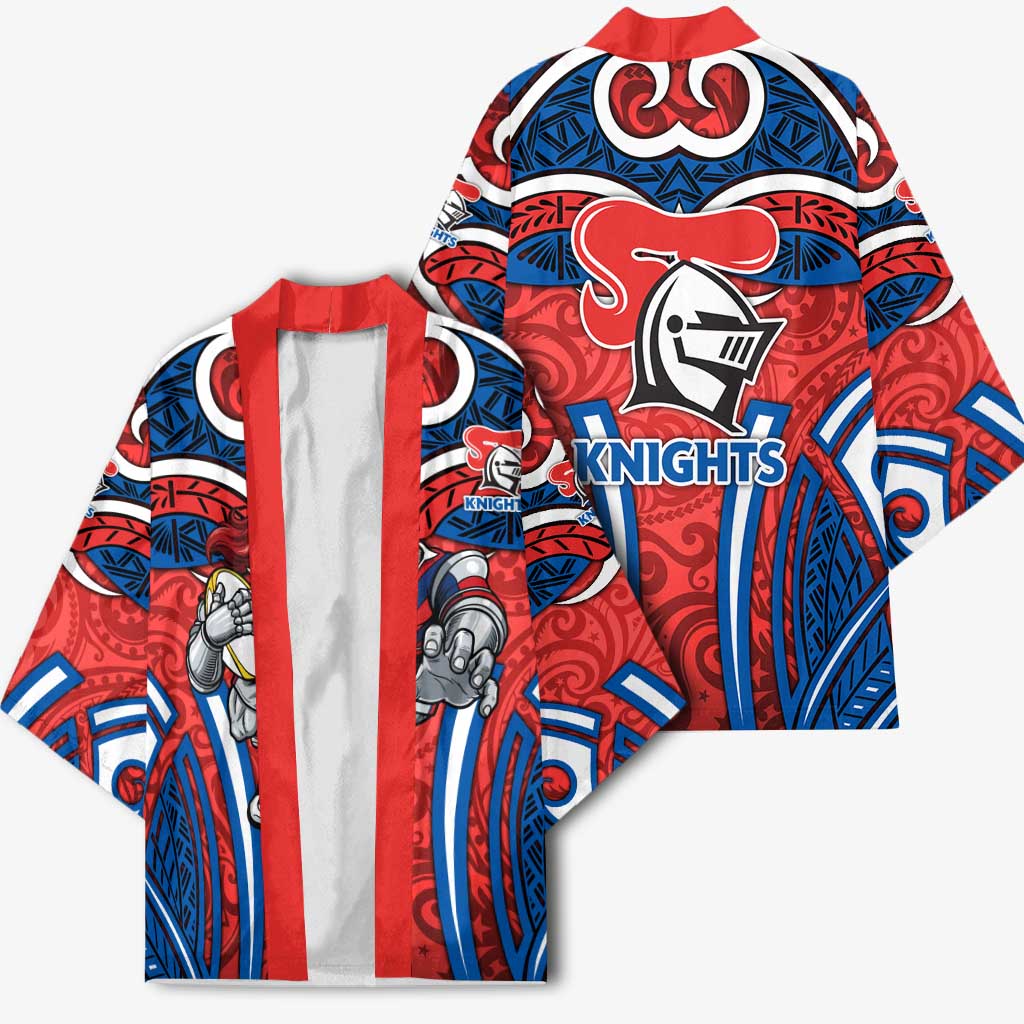 Newcastle Knights Rugby Kimono Polynesian Tribal Knight Warrior Red Blue Pattern