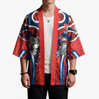 Newcastle Knights Rugby Kimono Polynesian Tribal Knight Warrior Red Blue Pattern