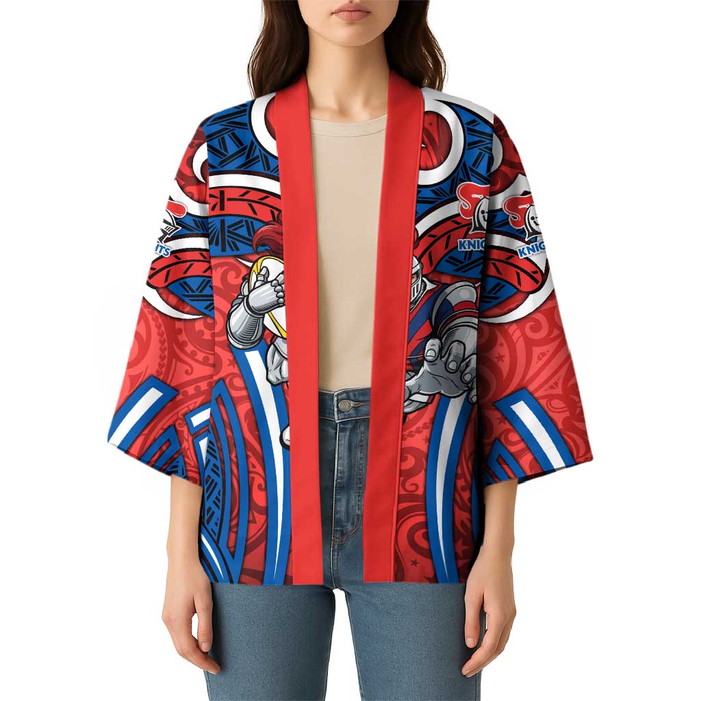 Newcastle Knights Rugby Kimono Polynesian Tribal Knight Warrior Red Blue Pattern