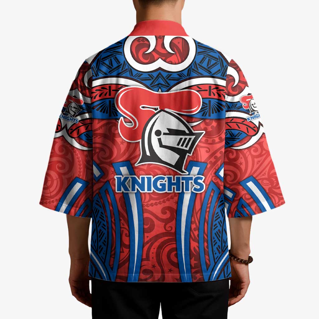 Newcastle Knights Rugby Kimono Polynesian Tribal Knight Warrior Red Blue Pattern