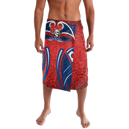 Newcastle Knights Rugby Lavalava Polynesian Tribal Knight Warrior Red Blue Pattern