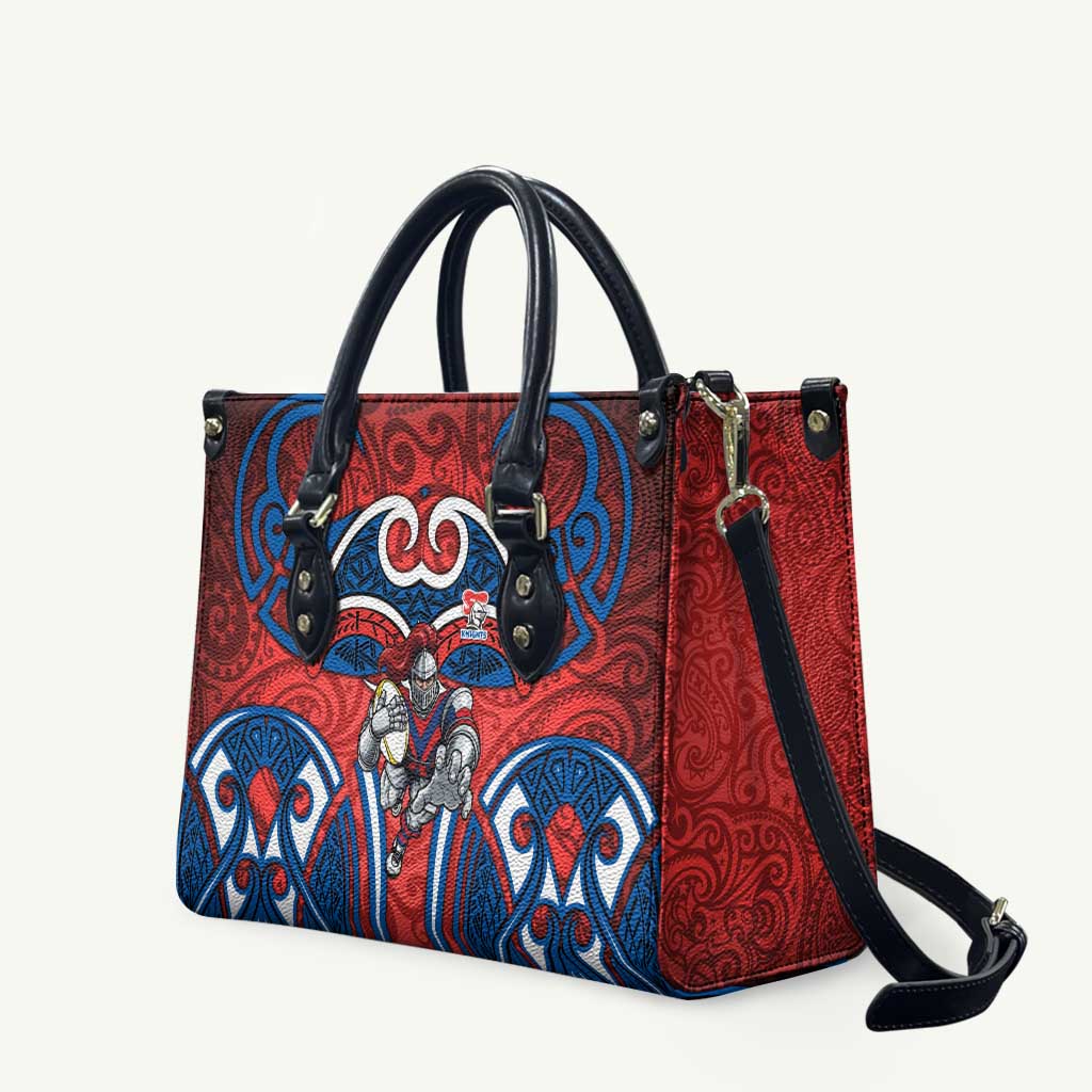 Newcastle Knights Rugby Leather Bag Polynesian Tribal Knight Warrior Red Blue Pattern