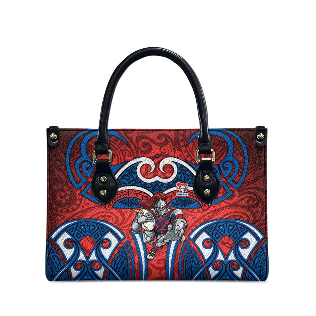 Newcastle Knights Rugby Leather Bag Polynesian Tribal Knight Warrior Red Blue Pattern