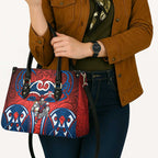 Newcastle Knights Rugby Leather Bag Polynesian Tribal Knight Warrior Red Blue Pattern