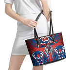 Newcastle Knights Rugby Leather Tote Bag Polynesian Tribal Knight Warrior Red Blue Pattern
