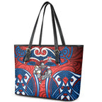 Newcastle Knights Rugby Leather Tote Bag Polynesian Tribal Knight Warrior Red Blue Pattern