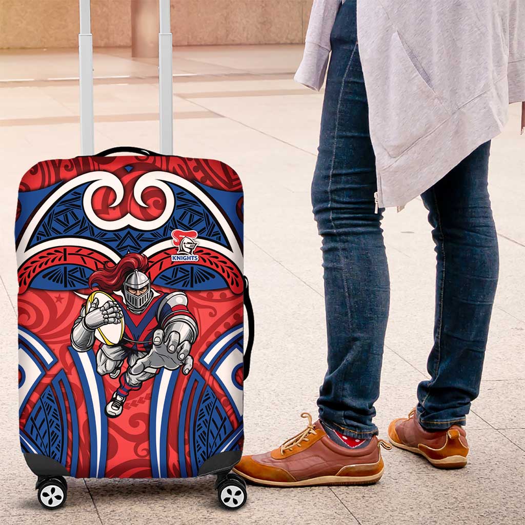 Newcastle Knights Rugby Luggage Cover Polynesian Tribal Knight Warrior Red Blue Pattern