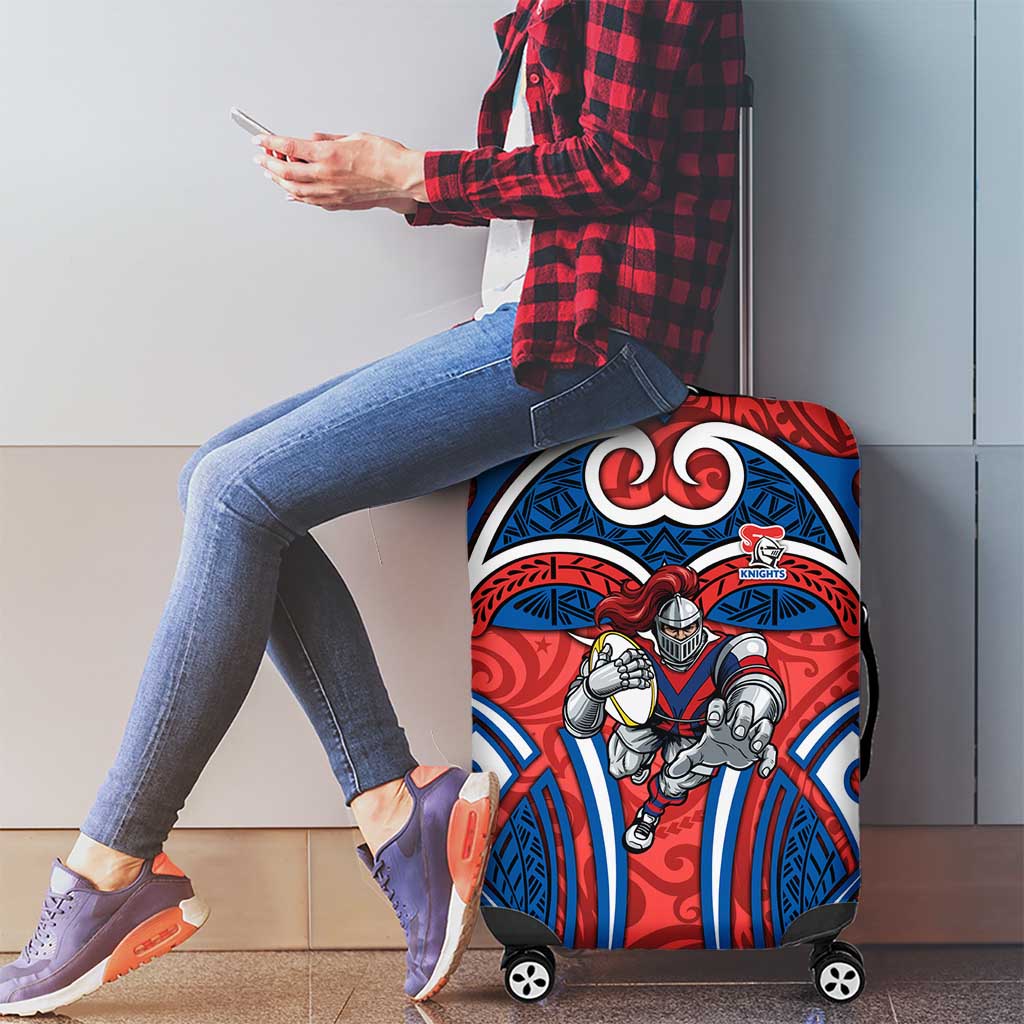 Newcastle Knights Rugby Luggage Cover Polynesian Tribal Knight Warrior Red Blue Pattern