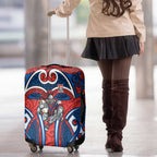 Newcastle Knights Rugby Luggage Cover Polynesian Tribal Knight Warrior Red Blue Pattern