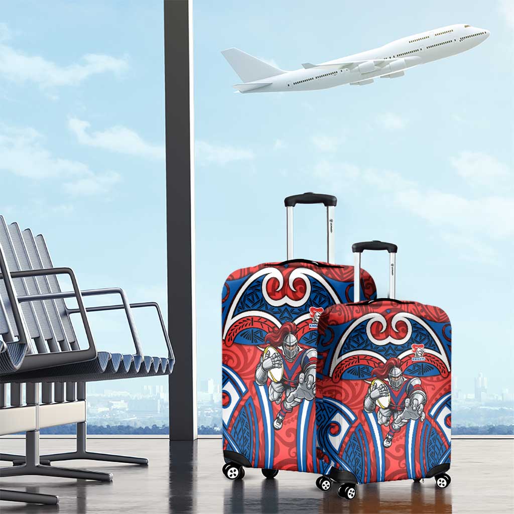 Newcastle Knights Rugby Luggage Cover Polynesian Tribal Knight Warrior Red Blue Pattern