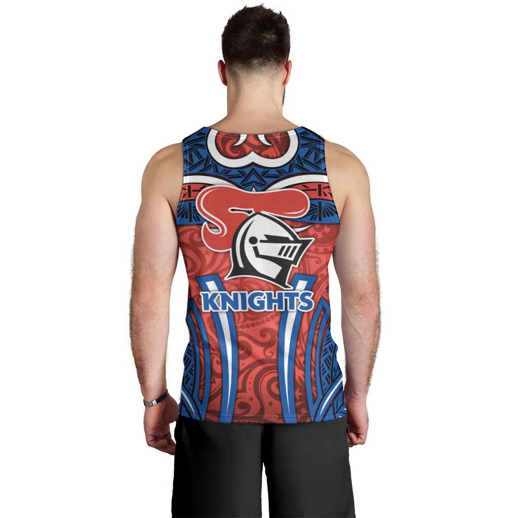 Newcastle Knights Rugby Men Tank Top Polynesian Tribal Knight Warrior Red Blue Pattern