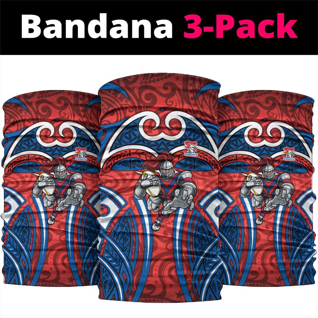 Newcastle Knights Rugby Neck Gaiter Polynesian Tribal Knight Warrior Red Blue Pattern