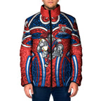 Newcastle Knights Rugby Padded Jacket Polynesian Tribal Knight Warrior Red Blue Pattern
