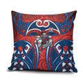 Newcastle Knights Rugby Pillow Cover Polynesian Tribal Knight Warrior Red Blue Pattern