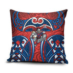 Newcastle Knights Rugby Pillow Cover Polynesian Tribal Knight Warrior Red Blue Pattern