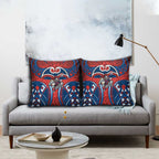 Newcastle Knights Rugby Pillow Cover Polynesian Tribal Knight Warrior Red Blue Pattern