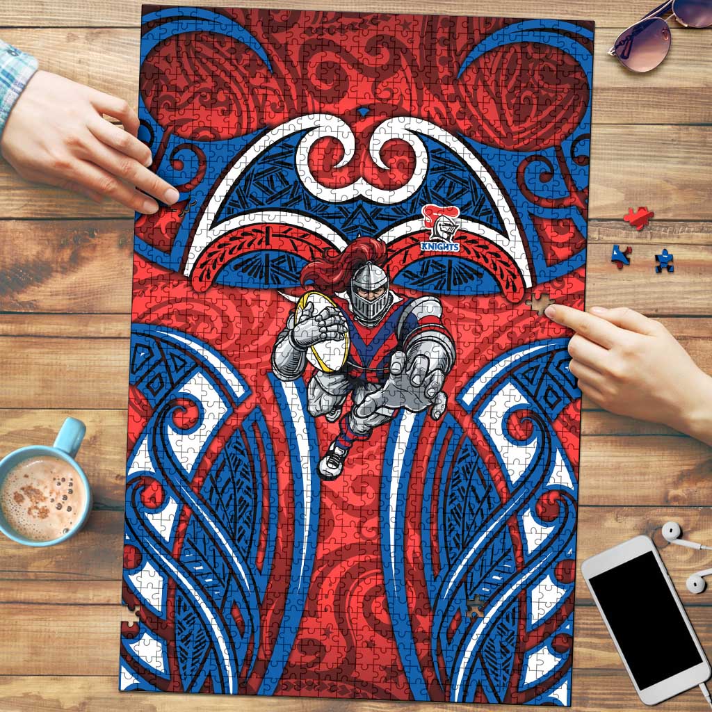 Newcastle Knights Rugby Puzzle Polynesian Tribal Knight Warrior Red Blue Pattern