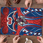 Newcastle Knights Rugby Puzzle Polynesian Tribal Knight Warrior Red Blue Pattern