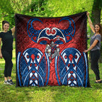 Newcastle Knights Rugby Quilt Polynesian Tribal Knight Warrior Red Blue Pattern