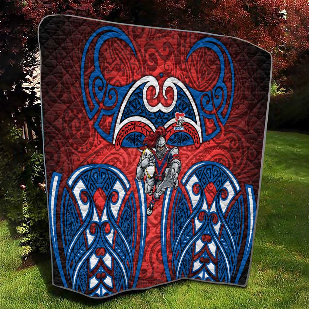 Newcastle Knights Rugby Quilt Polynesian Tribal Knight Warrior Red Blue Pattern