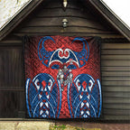 Newcastle Knights Rugby Quilt Polynesian Tribal Knight Warrior Red Blue Pattern