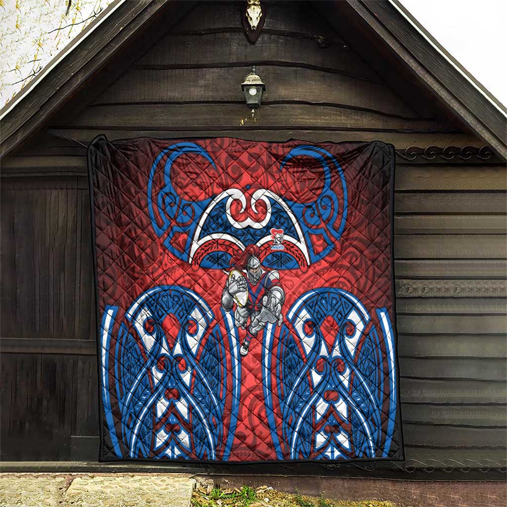 Newcastle Knights Rugby Quilt Polynesian Tribal Knight Warrior Red Blue Pattern