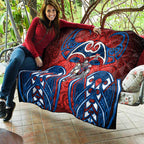Newcastle Knights Rugby Quilt Polynesian Tribal Knight Warrior Red Blue Pattern