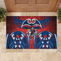 Newcastle Knights Rugby Rubber Doormat Polynesian Tribal Knight Warrior Red Blue Pattern