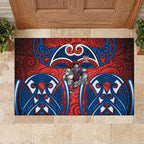 Newcastle Knights Rugby Rubber Doormat Polynesian Tribal Knight Warrior Red Blue Pattern