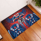 Newcastle Knights Rugby Rubber Doormat Polynesian Tribal Knight Warrior Red Blue Pattern