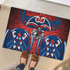 Newcastle Knights Rugby Rubber Doormat Polynesian Tribal Knight Warrior Red Blue Pattern