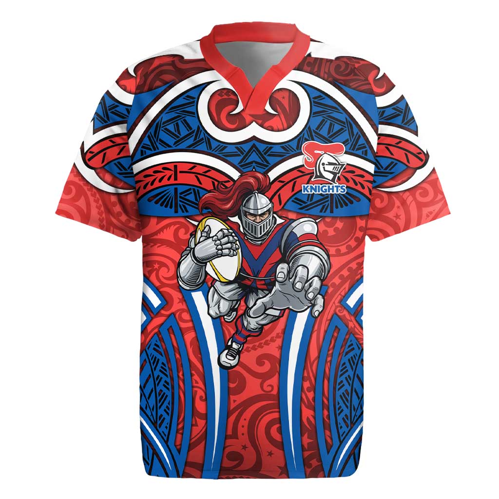 Newcastle Knights Rugby Rugby Jersey Polynesian Tribal Knight Warrior Red Blue Pattern