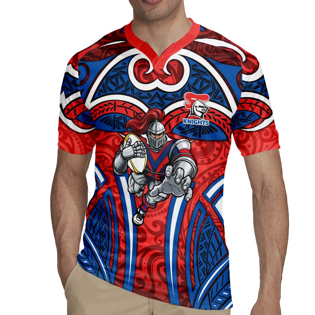 Newcastle Knights Rugby Rugby Jersey Polynesian Tribal Knight Warrior Red Blue Pattern