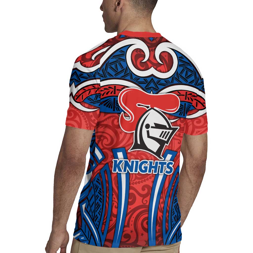Newcastle Knights Rugby Rugby Jersey Polynesian Tribal Knight Warrior Red Blue Pattern