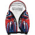 Newcastle Knights Rugby Sherpa Hoodie Polynesian Tribal Knight Warrior Red Blue Pattern
