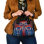 Newcastle Knights Rugby Shoulder Handbag Polynesian Tribal Knight Warrior Red Blue Pattern