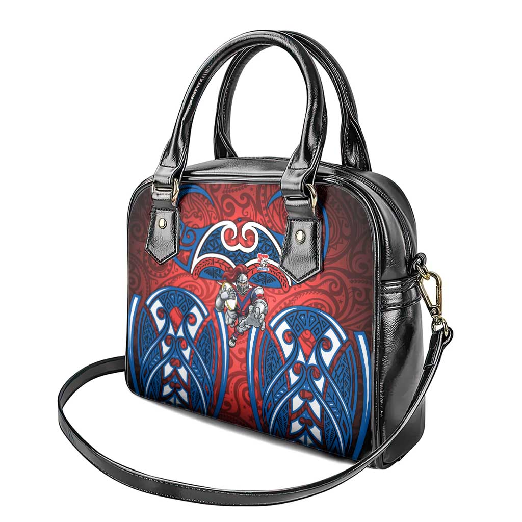 Newcastle Knights Rugby Shoulder Handbag Polynesian Tribal Knight Warrior Red Blue Pattern