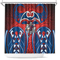 Newcastle Knights Rugby Shower Curtain Polynesian Tribal Knight Warrior Red Blue Pattern