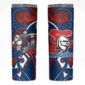 Newcastle Knights Rugby Skinny Tumbler Polynesian Tribal Knight Warrior Red Blue Pattern